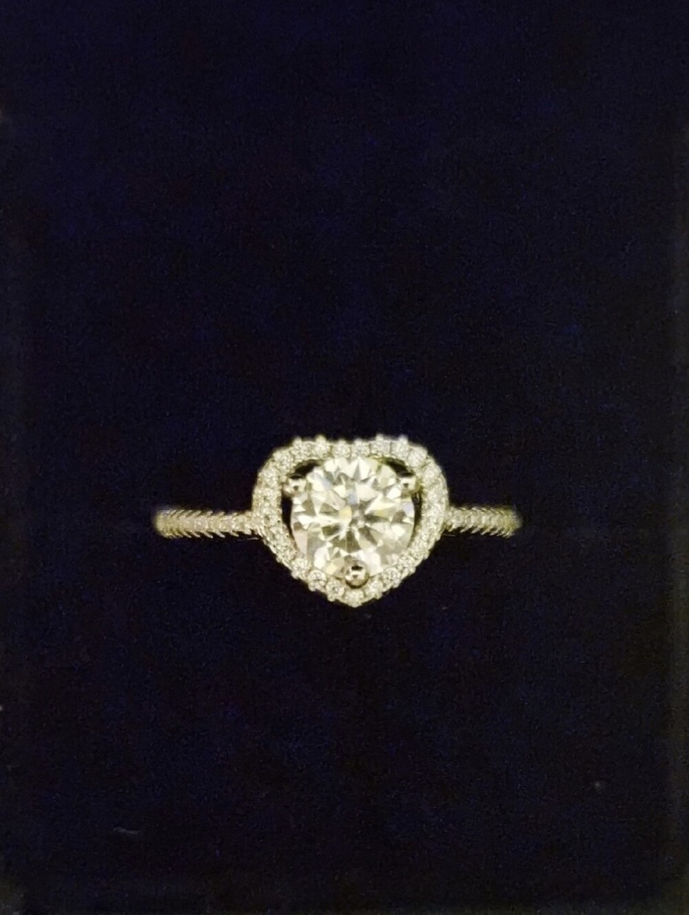 Moissanite 2 Ct. Round Cut Heart Shaped Setting 925 Sterling Silver Ring